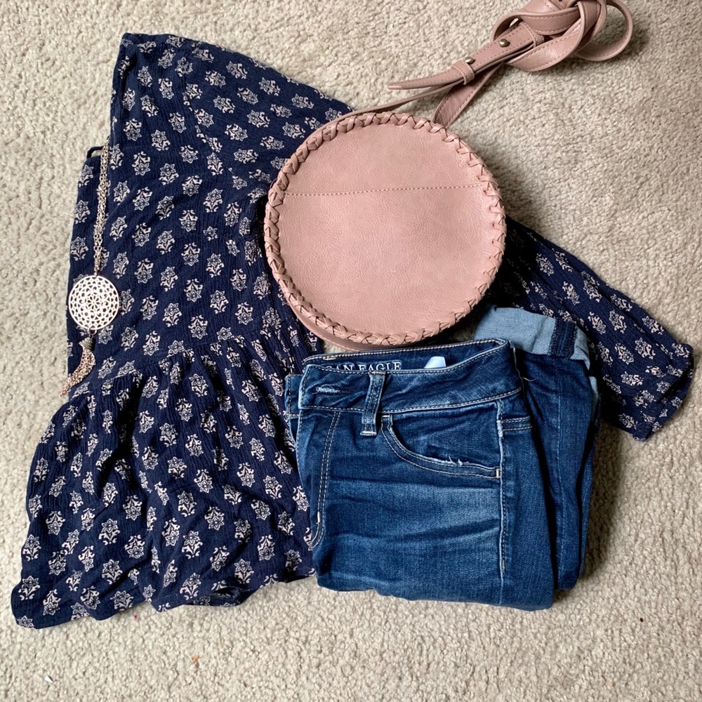 Navy Babydoll Blouse